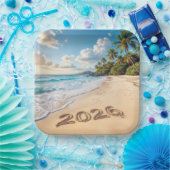 New Year 2026 Tropical Island Beach Scene Pappteller (Party)
