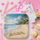 New Year 2026 Tropical Island Beach Scene Pappteller (Party)