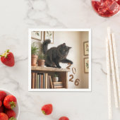New Year 2027 Playful Cat Serviette (Beispiel)