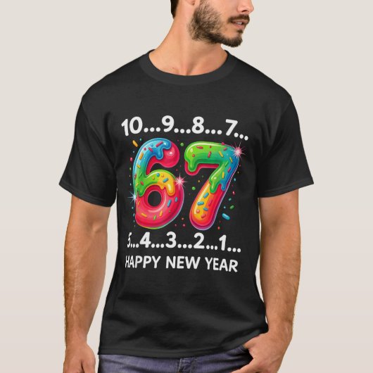 New Year 67 Candy Countdown Funny Happy New Year 2 T-Shirt (Vorderseite)