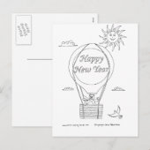 New Year Balloon Feiertagspostkarte (Vorne/Hinten)