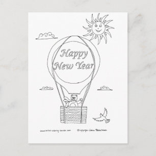 New Year Balloon Feiertagspostkarte