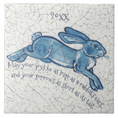 New Year Blue White Bunny Rabbit Delft Dedham Datu Fliese (Vorderseite)