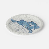 New Year Blue White Bunny Rabbit Delft Dedham Datu Pappteller (Schrägansicht)
