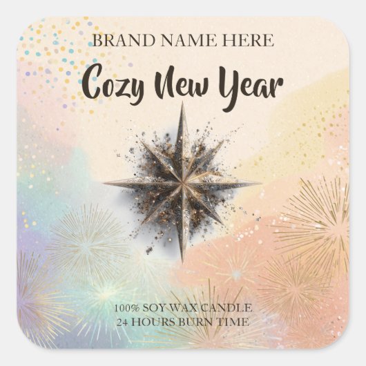 New Year Candle Sticker – Warm & Cozy Design (Vorderseite)