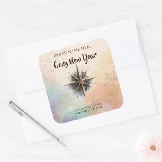 New Year Candle Sticker – Warm & Cozy Design (Umschlag)
