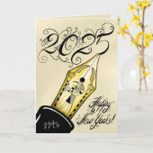 New Year Card 2025 Fountain Pen Karte (Gelbe Blume)