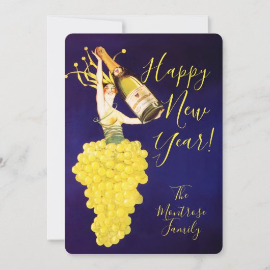 New Year Card | Champagne Grapes Feiertagskarte (Vorderseite)