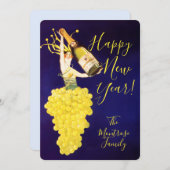 New Year Card | Champagne Grapes Feiertagskarte (Vorne/Hinten)