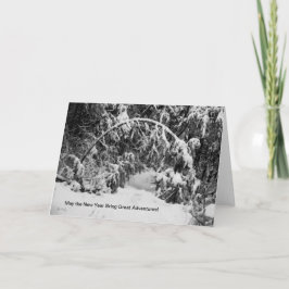 New Year Card, Portal zu einem verschneiten Abente Feiertagskarte