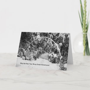 New Year Card, Portal zu einem verschneiten Abente Feiertagskarte