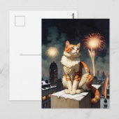 New Year Cat Postkarte (Vorne/Hinten)