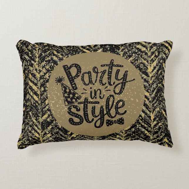 New Year Celebrate,Party in Style,Black Gold  Art Dekokissen (Vorderseite)