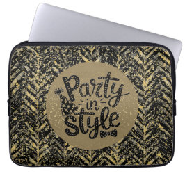 New Year Celebrate,Party in Style,Black Gold  Art Laptopschutzhülle