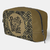 New Year Celebrate, Party in Style,Black Gold Art Waschbeutel (Rechte Ecke)