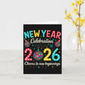 New Year Celebration 2026 Disco Ball Matching Wint Karte (Gelbe Blume)