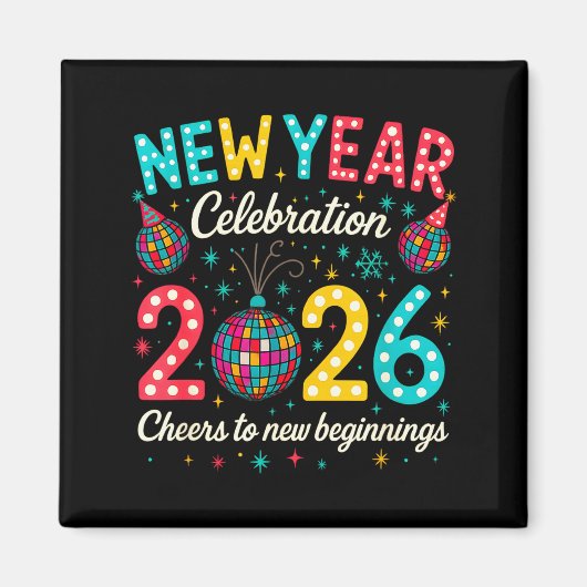 New Year Celebration 2026 Disco Ball Matching Wint Magnet (Vorne)