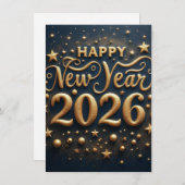 New Year Celebration Card | Wishes black and gold Feiertagskarte (Vorne/Hinten)