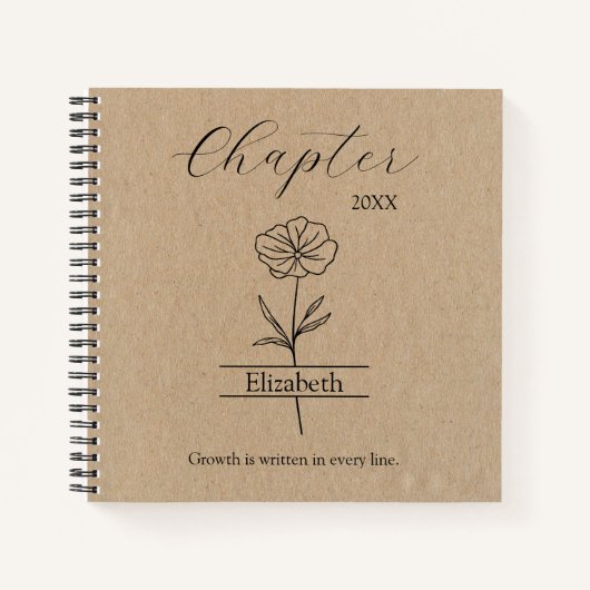 New Year Chapter Wildflower Minimalist Name Notizblock (Vorderseite)