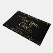 New Year Chee Black Gold Script Snowflake Glitzer Fußmatte (Schrägansicht)