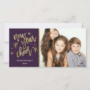 New Year Chee Gold Foil Holiday Foto Card Feiertagskarte
