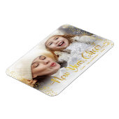 "New Year Chee" Gold Snowflakes Typografy Foto Magnet (Linke Seite)