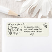 New Year Cheer Black Cream Hand Drawn Fun Address (Insitu)