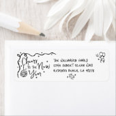 New Year Cheer Black on White Hand Drawn Address (Insitu)