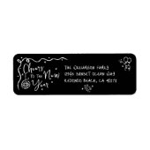 New Year Cheer Black White Hand Drawn Fun Address (Vorne)