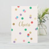 New Year Confetti Cream Greeting Card Einladung (Stehend Vorderseite)