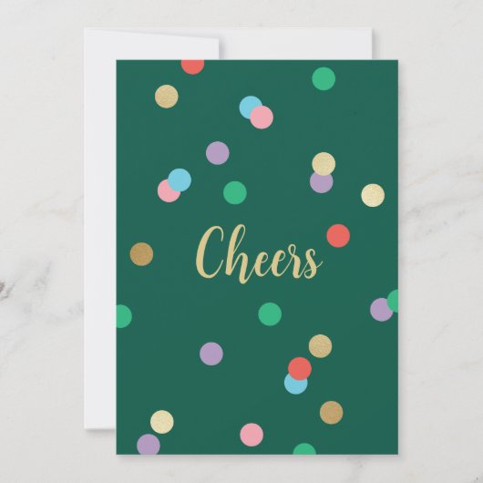 New Year Confetti Evergreen Greeting Card Einladung (Vorderseite)
