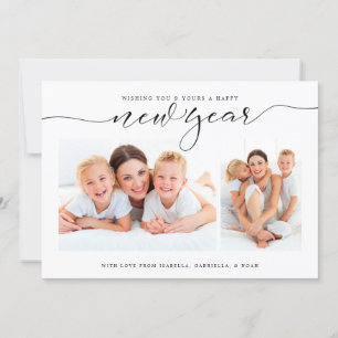 New Year Confetti Two Photo Holiday Card Feiertagskarte
