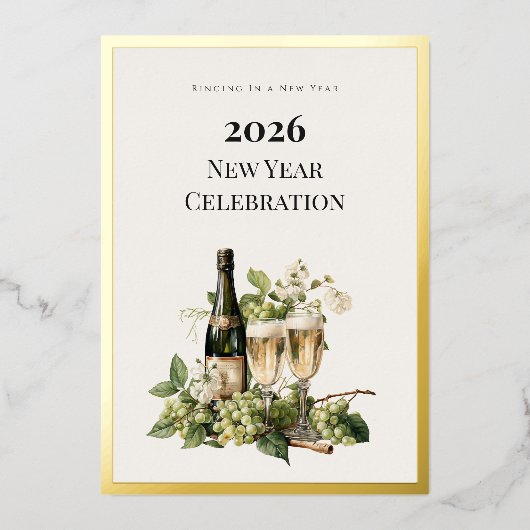 New Year Custom Foil Invitation Card | Elegant Folieneinladung (Vorderseite)