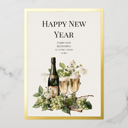New Year Custom Greeting Card in Gold Foil Folieneinladung (Vorderseite)