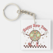 New Year Disco Ball Happy New Year Retro Schlüsselanhänger (Vorderseite)