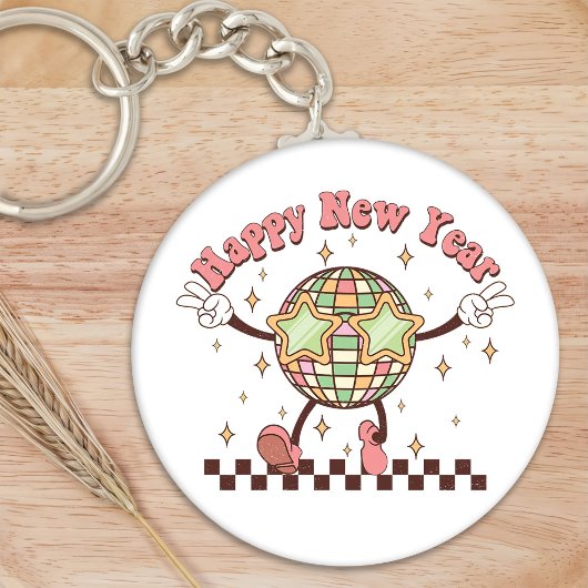 New Year Disco Ball Happy New Year Retro Schlüsselanhänger