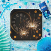 New Year Eve Sparklers On a Midnight Clock Pappteller (Party)