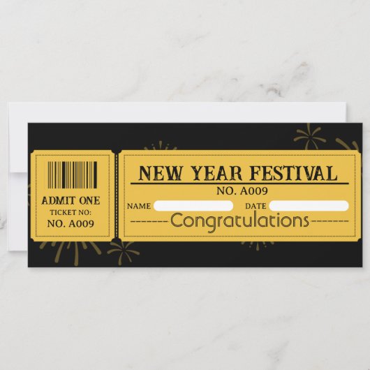New Year Festival Party Entry Ticket Einladung (Vorderseite)