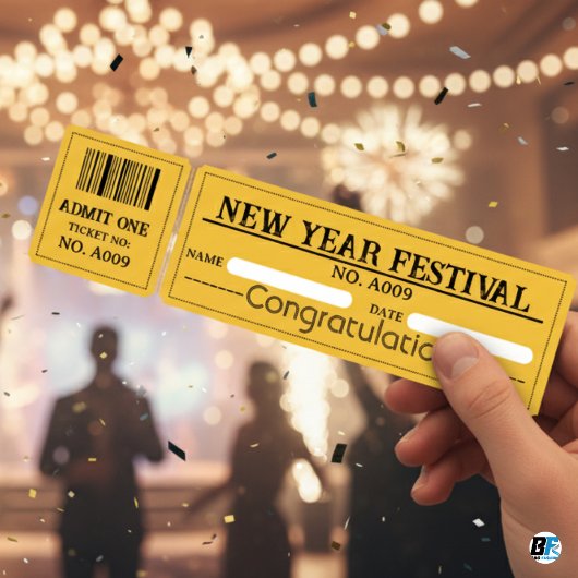 New Year Festival Party Entry Ticket Einladung