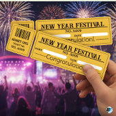 New Year Festival Party Entry Ticket Einladung