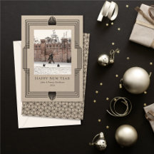 New Year Foto Deko Kraft Black Holiday Card