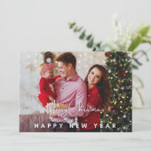 New Year Foto Elegante Moderne Feiertagskarte (Stehend Vorderseite)