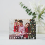 New Year Foto Elegante Moderne Feiertagspostkarte (Stehend Vorderseite)