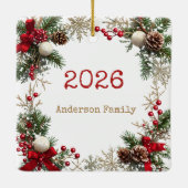 NEW YEAR  Frame with custom Photo Family 2026 Keramikornament (Rückseite)