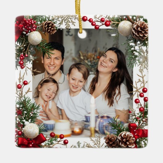 NEW YEAR  Frame with custom Photo Family 2026 Keramikornament (Vorderseite)