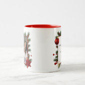 NEW YEAR  Frame with Red Star  Photo Family 2026 Zweifarbige Tasse (Mittel)