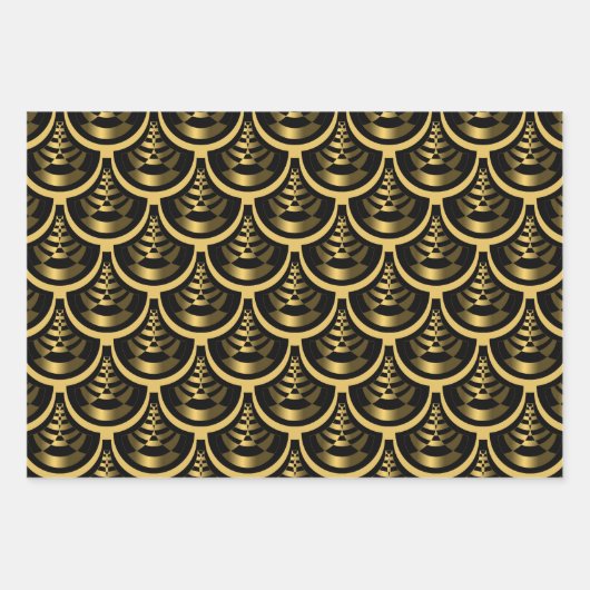 New Year Gold & Black Art Deco Stil Geschenkpapier Set (Vorderseite 3)