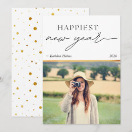New Year Gold Photo Simple Holiday Card