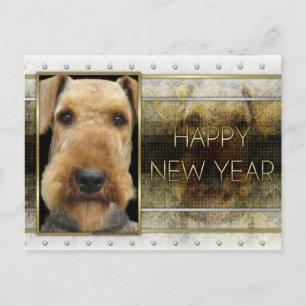 New Year - Golden Elegance - Airedale Feiertagspostkarte