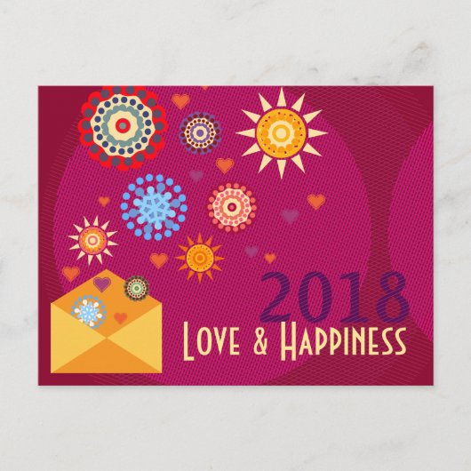 New Year Happiness greeting postcards Feiertagspostkarte (Vorderseite)
